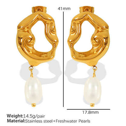 Spiral Pearl Simple And Light Luxury Ocean Style Shell Bow Earrings