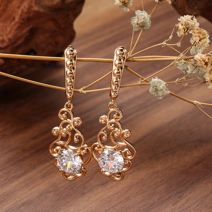 Women's Fashion Long Pattern Zircon Earrings