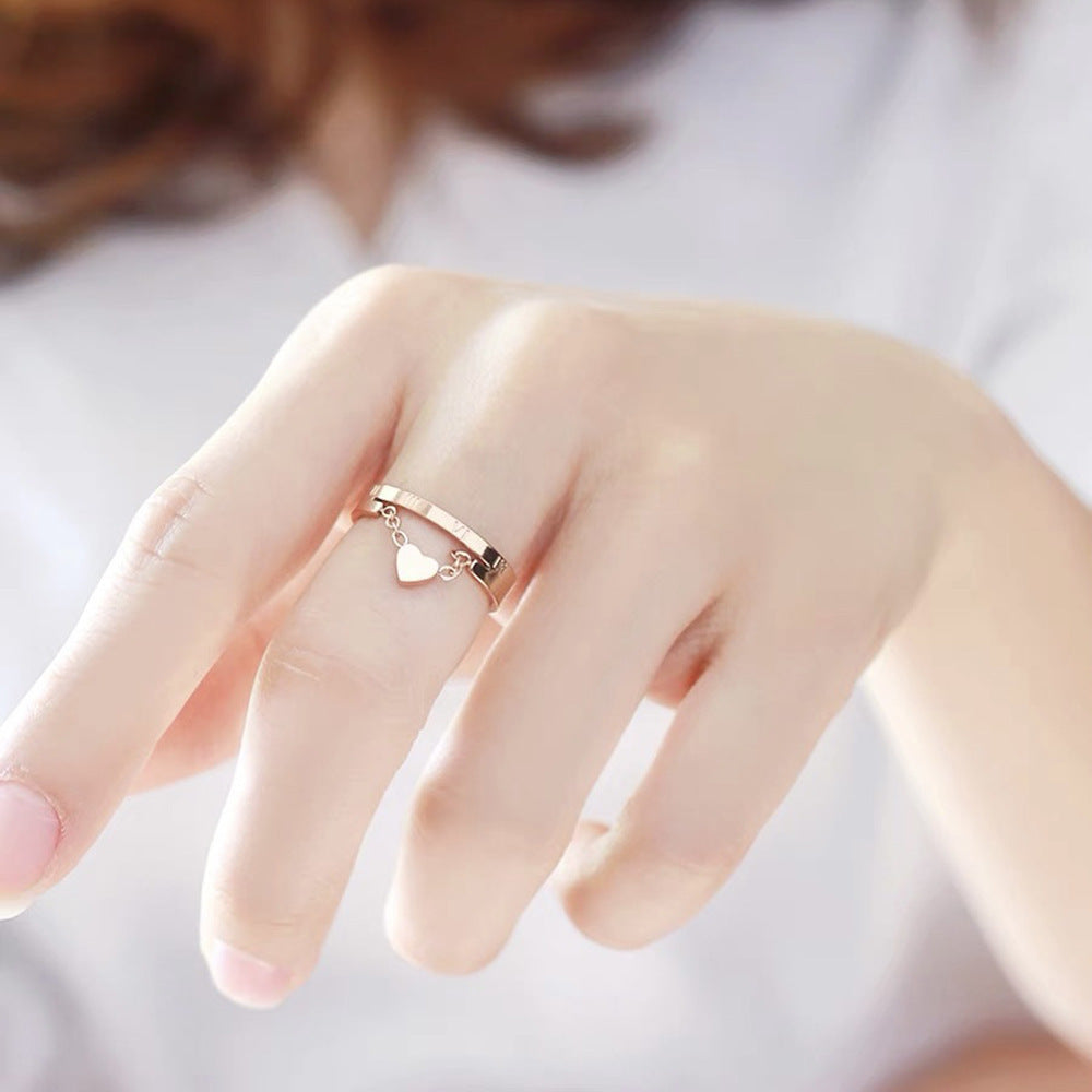 Cute Heart Roman Numeral Double-layer Ring