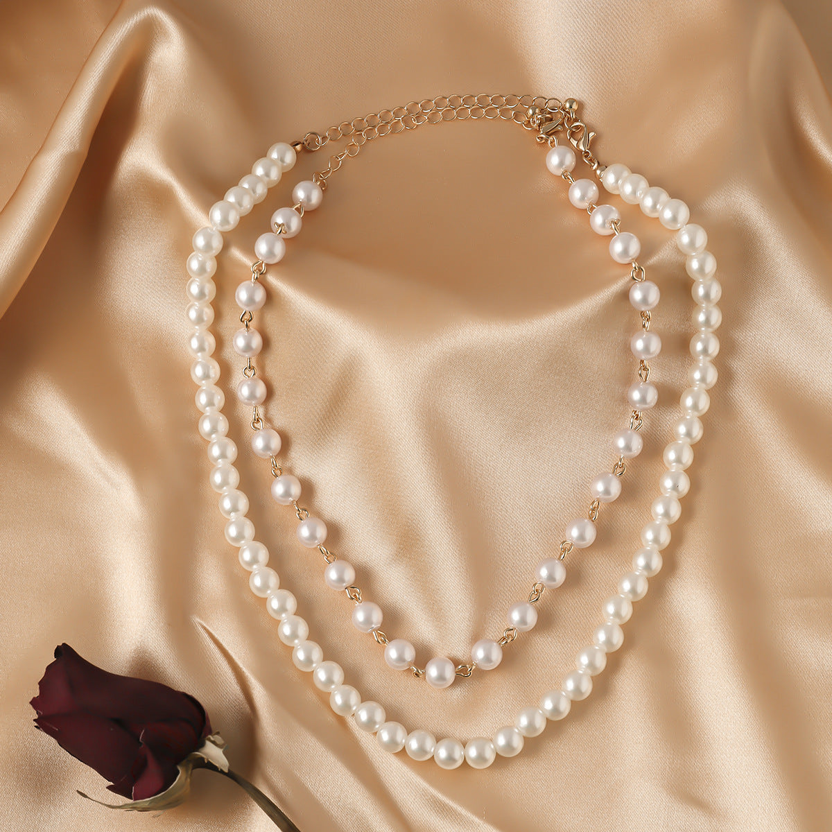 Retro Easy Matching Pearl Twin Clavicle Chain