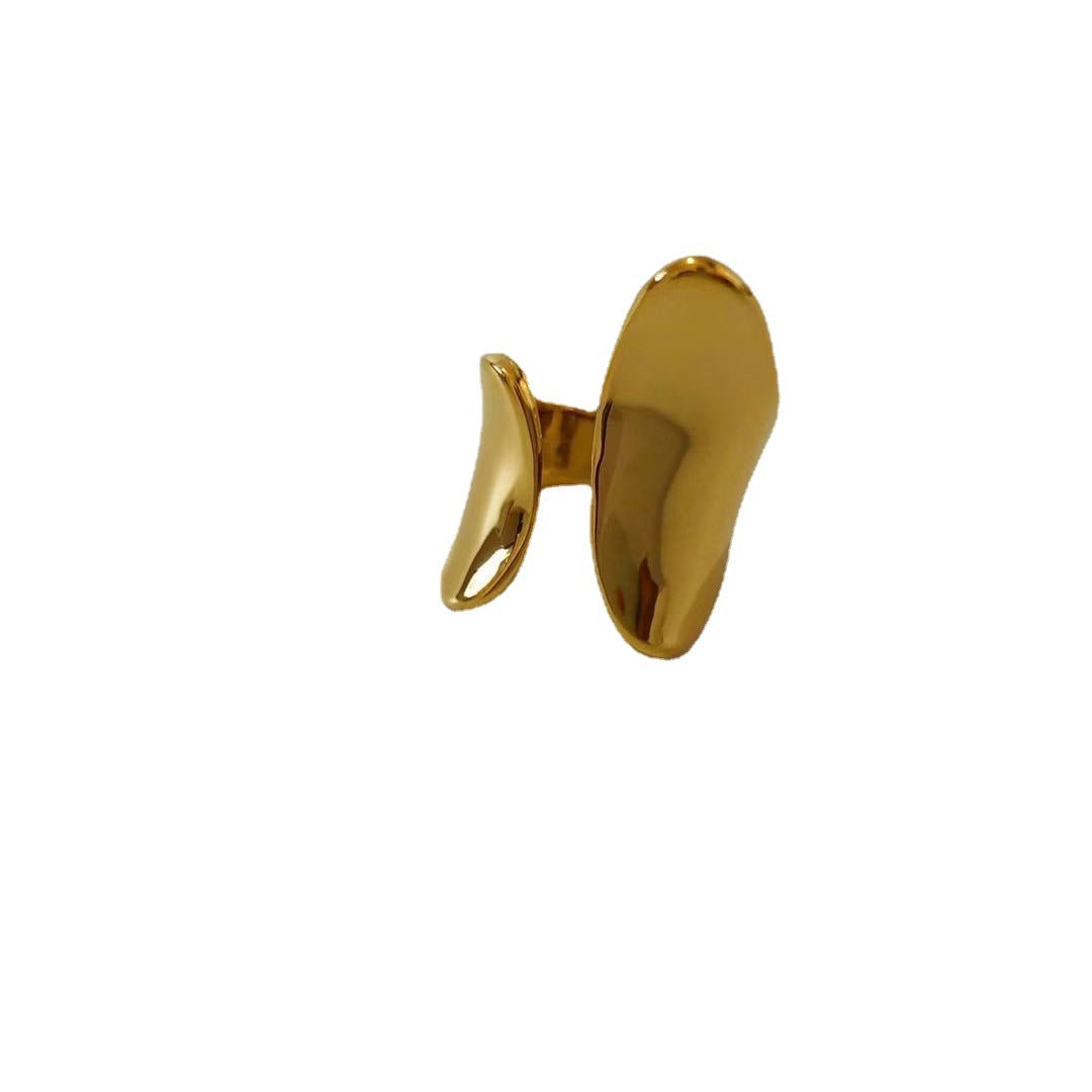 Exaggerated Brass Vacuum Plating Open Ring