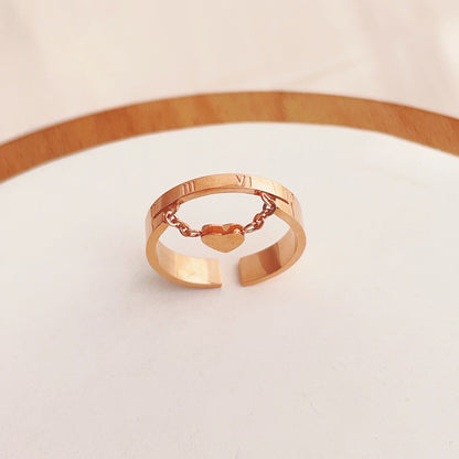 Cute Heart Roman Numeral Double-layer Ring