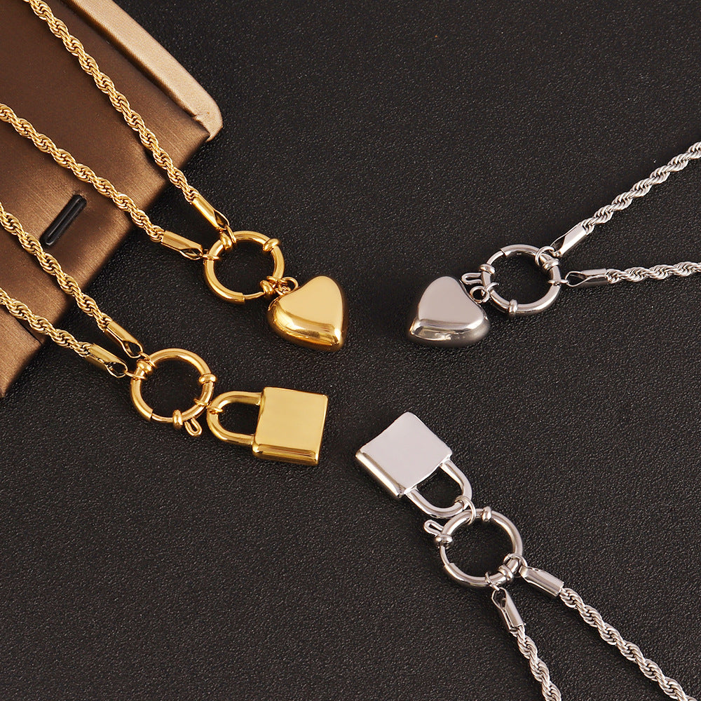 Punk Heart-shaped Necklace Fashion Trend Lock Love