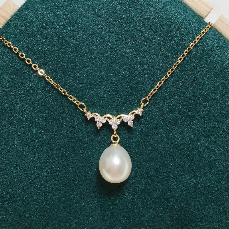 Natural Freshwater Pearl Pendant Wave Clavicle Chain