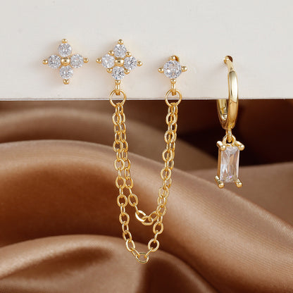 3-piece Set Zircon Birthstone Twelve Constellation Earrings