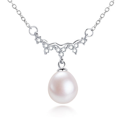 Natural Freshwater Pearl Pendant Wave Clavicle Chain