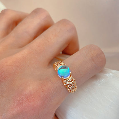 Rose Gold Natural Colorful Zircon Ring