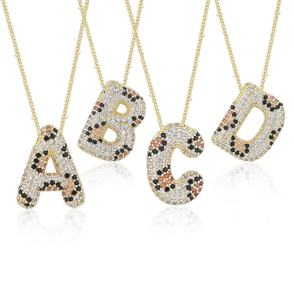 Leopard Print Fashion English Letter Necklace For Women