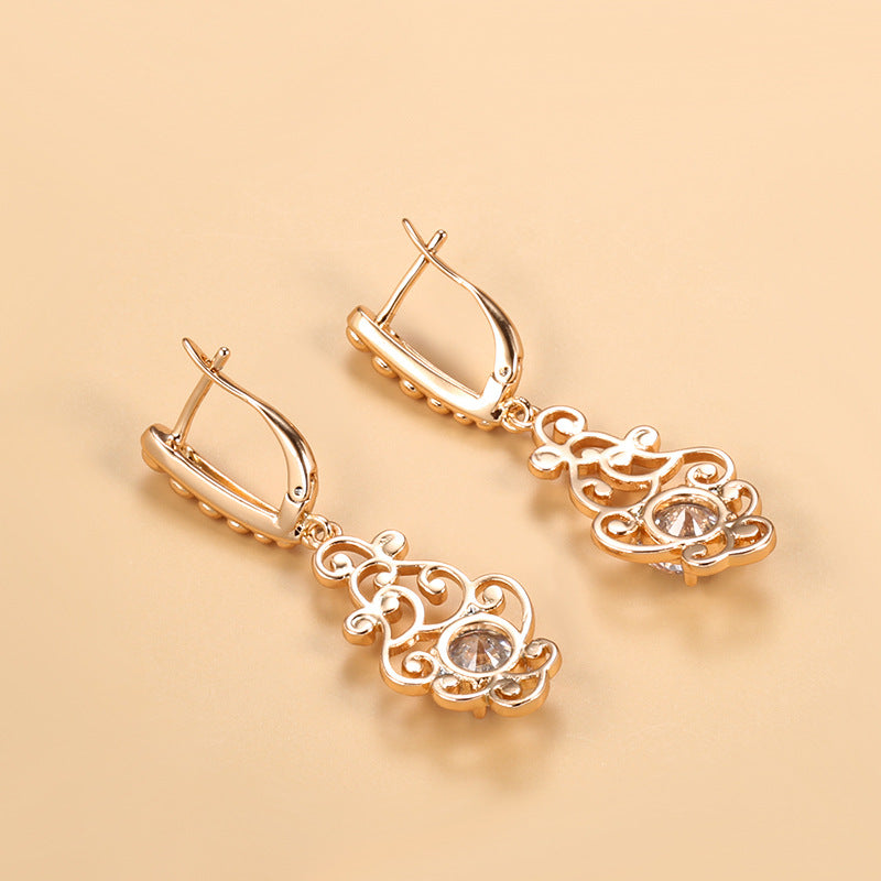 Women's Fashion Long Pattern Zircon Earrings