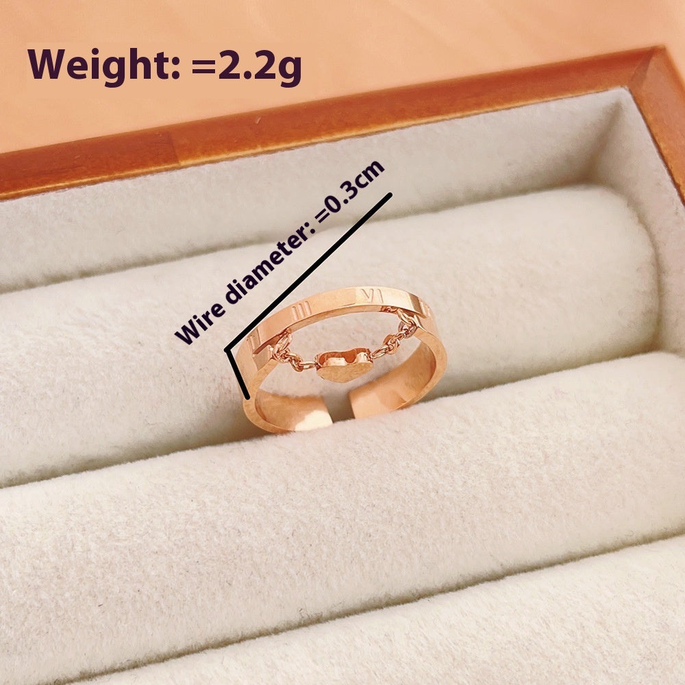 Cute Heart Roman Numeral Double-layer Ring