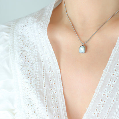 French Square White Sea Shell Pendant