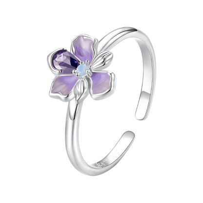 Sterling Silver S925 Flower Open Ring