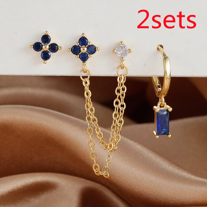 3-piece Set Zircon Birthstone Twelve Constellation Earrings