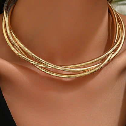 Fashion Metal Simple Three Woven Winding Temperament Female Necklace Collar