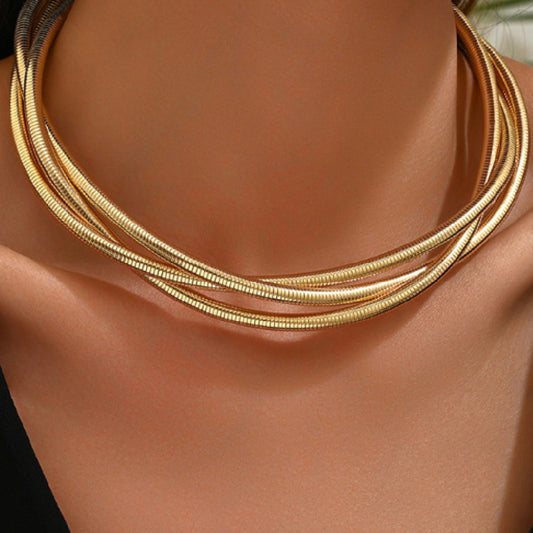 Fashion Metal Simple Three Woven Winding Temperament Female Necklace Collar