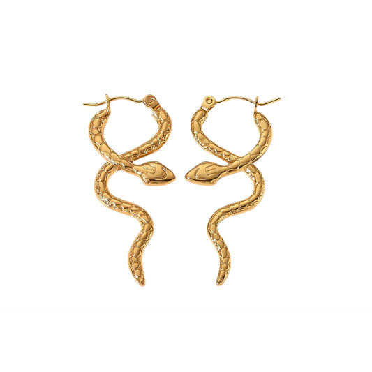 Serpentine Titanium Steel Ear Clip 18K Gold-plated Stainless Steel