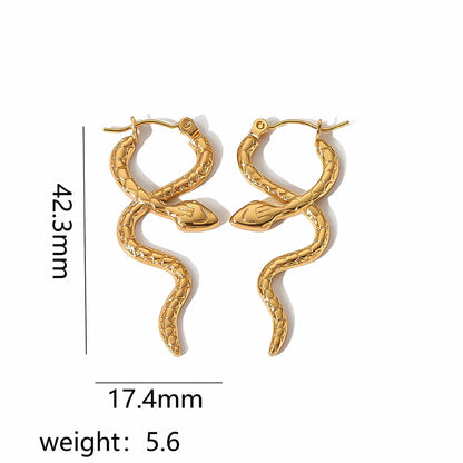 Serpentine Titanium Steel Ear Clip 18K Gold-plated Stainless Steel