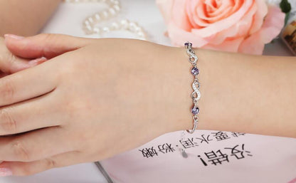 Purple Infinty S925 Sterling Silver Bracelet